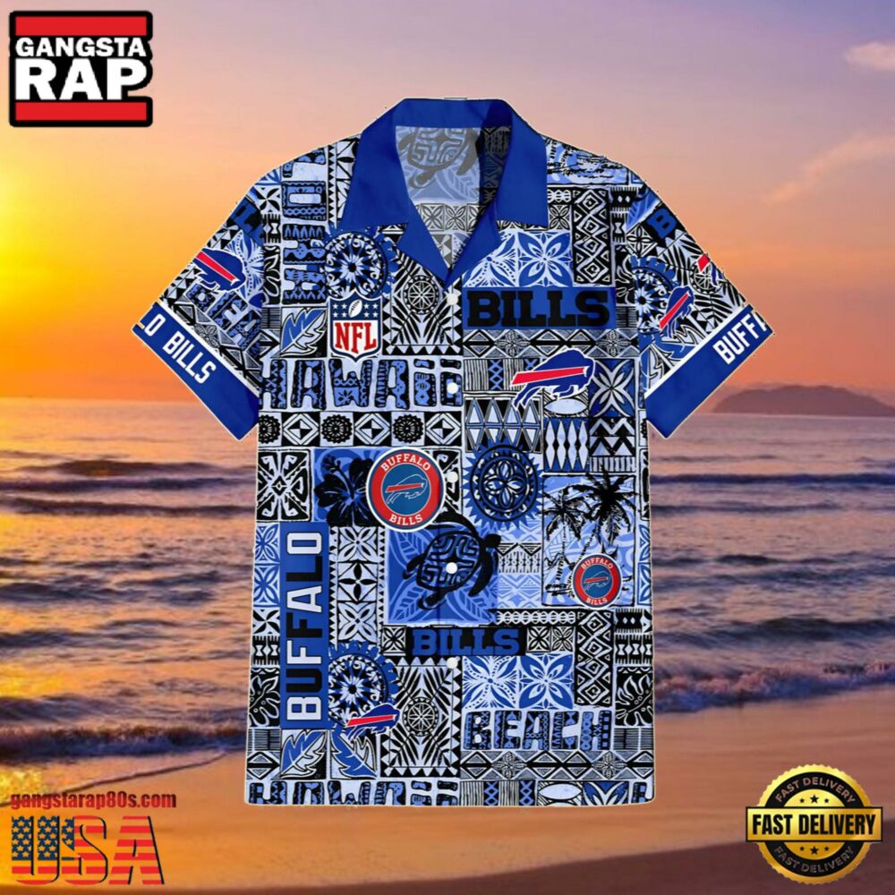 NFL Buffalo Bills Summer Hawaiian Shirt Blue Tapa Patterns NFL Buffalo Bills Summer Hawaiian Shirt Blue Tapa Patterns