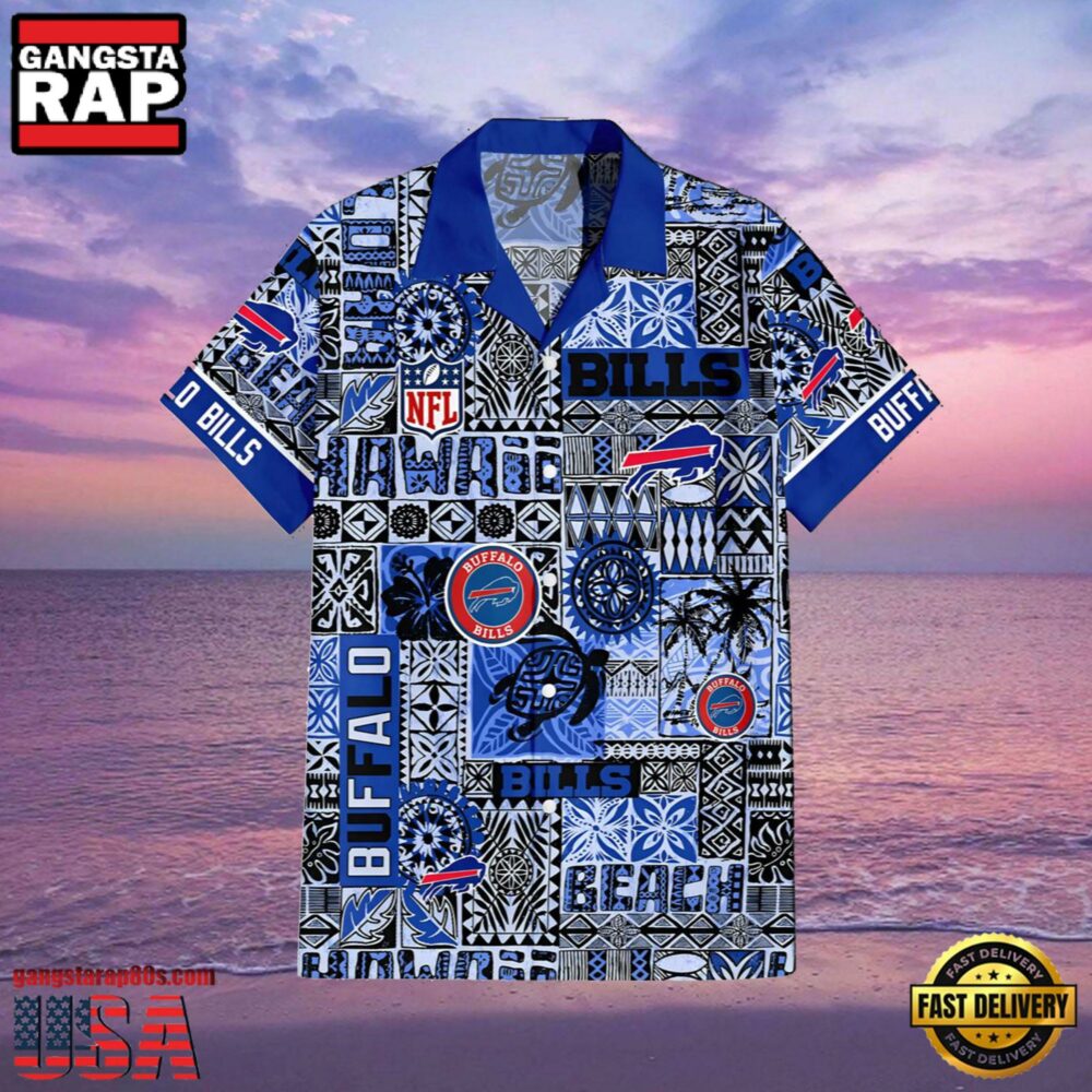 NFL Buffalo Bills Summer Hawaiian Shirt Blue Tapa Patterns NFL Buffalo Bills Summer Hawaiian Shirt Blue Tapa Patterns