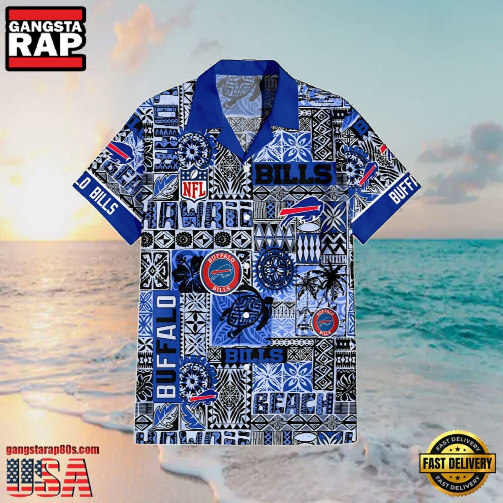 NFL Buffalo Bills Summer Hawaiian Shirt Blue Tapa Patterns NFL Buffalo Bills Summer Hawaiian Shirt Blue Tapa Patterns
