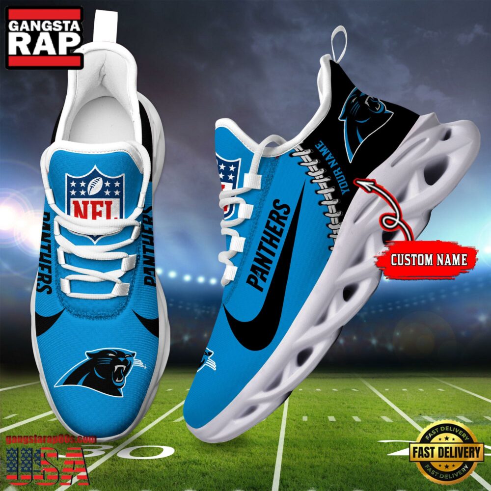 NFL Custom Name Carolina Panthers Football Team Design Max Soul Running Sneakers Shoes NFL Custom Name Carolina Panthers Football Team Design Max Soul Running Sneakers Shoes