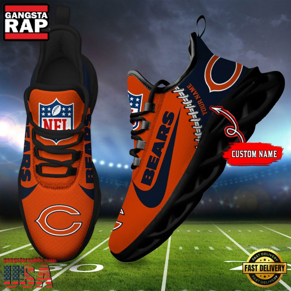 NFL Custom Name Chicago Bear Football Team Design Max Soul Running Sneakers Shoes NFL Custom Name Chicago Bear Football Team Design Max Soul Running Sneakers Shoes