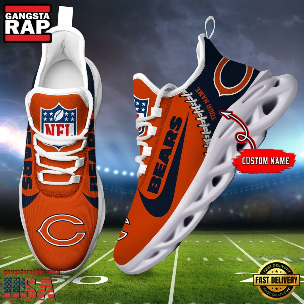 NFL Custom Name Chicago Bear Football Team Design Max Soul Running Sneakers Shoes NFL Custom Name Chicago Bear Football Team Design Max Soul Running Sneakers Shoes