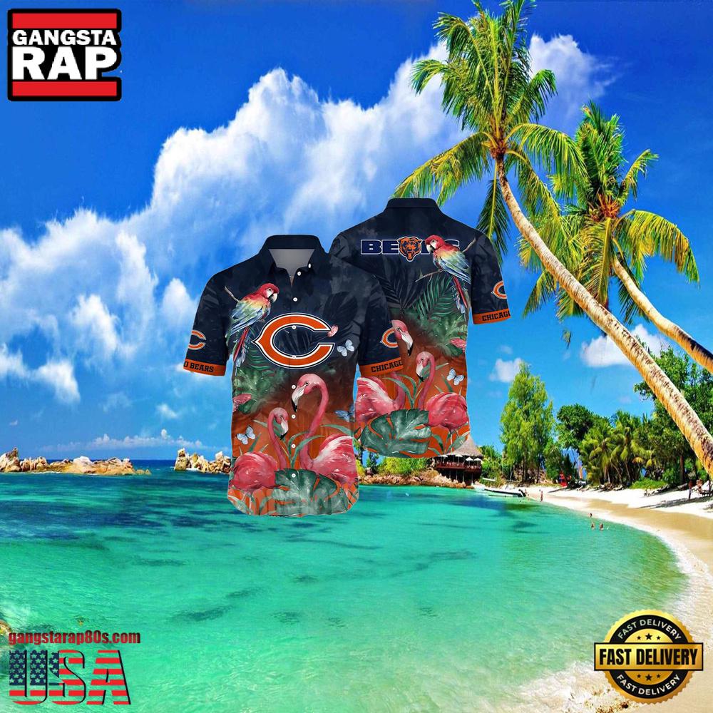 NFL Chicago Bears Hawaiian Shirt Mens Flamingo NFL Chicago Bears Hawaiian Shirt Mens Flamingo