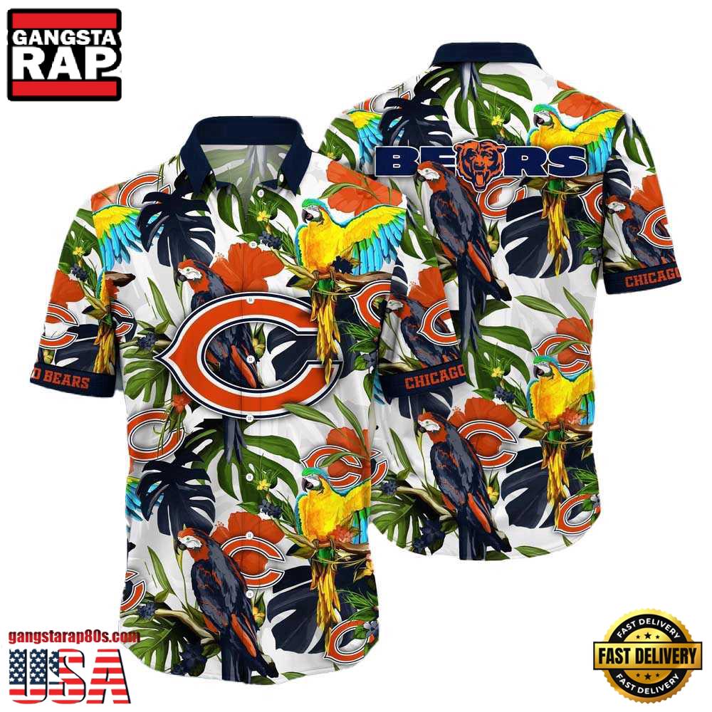 NFL Chicago Bears Parrots Tropical Flower Hawaiian Shirt For Men Women NFL Chicago Bears Parrots Tropical Flower Hawaiian Shirt For Men Women
