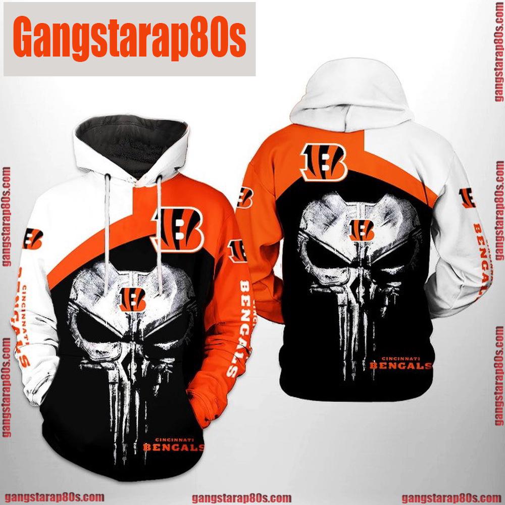 NFL Cincinnati Bengals Skull Punisher Team 3D Printed Hoodie Shirt