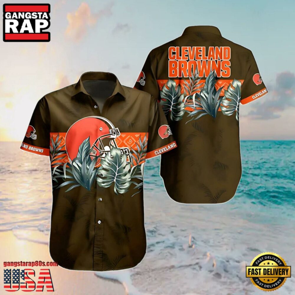 NFL Cleveland Browns Aloha Hawaiian Shirt Tropical Jungle Print NFL Cleveland Browns Aloha Hawaiian Shirt Tropical Jungle Print