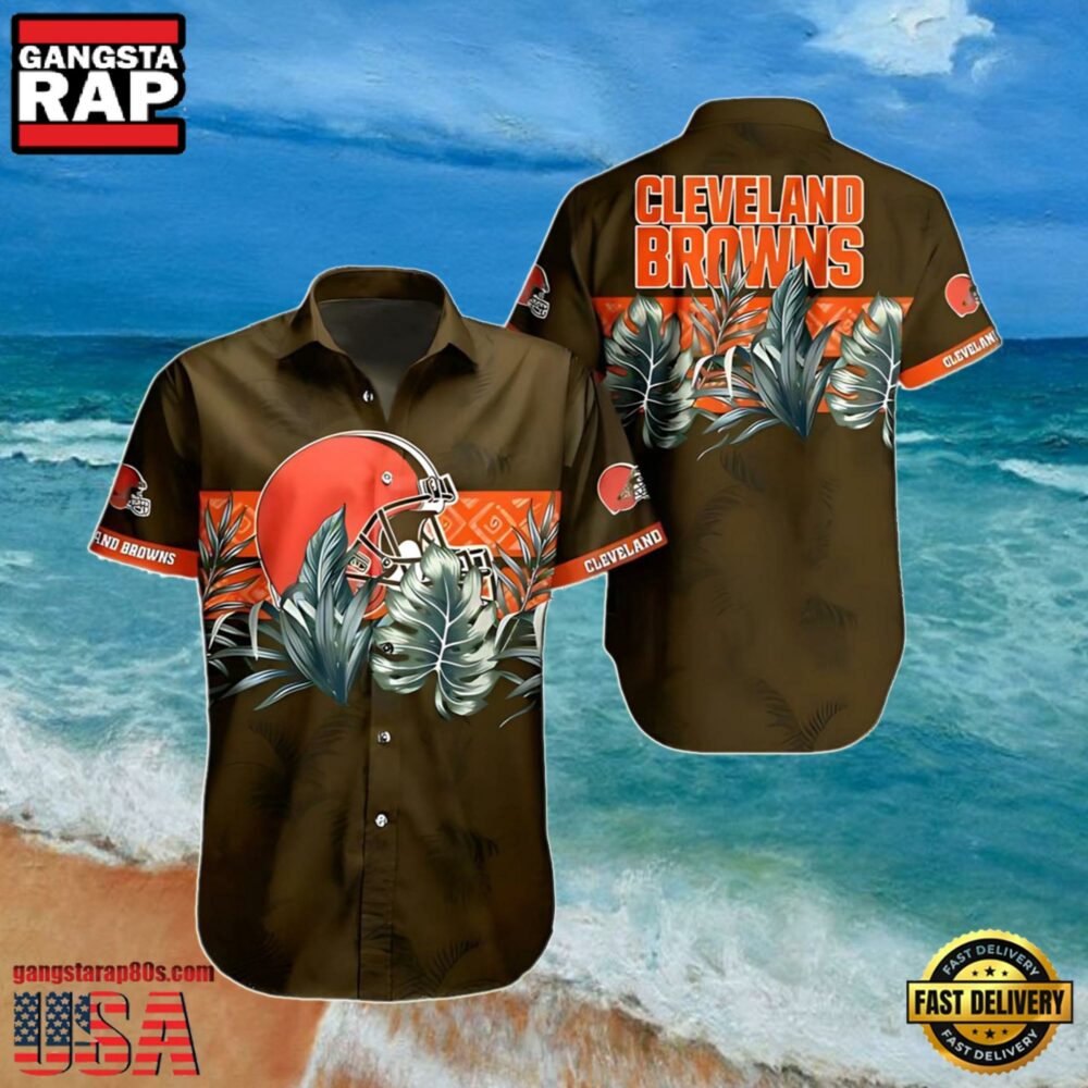 NFL Cleveland Browns Aloha Hawaiian Shirt Tropical Jungle Print NFL Cleveland Browns Aloha Hawaiian Shirt Tropical Jungle Print