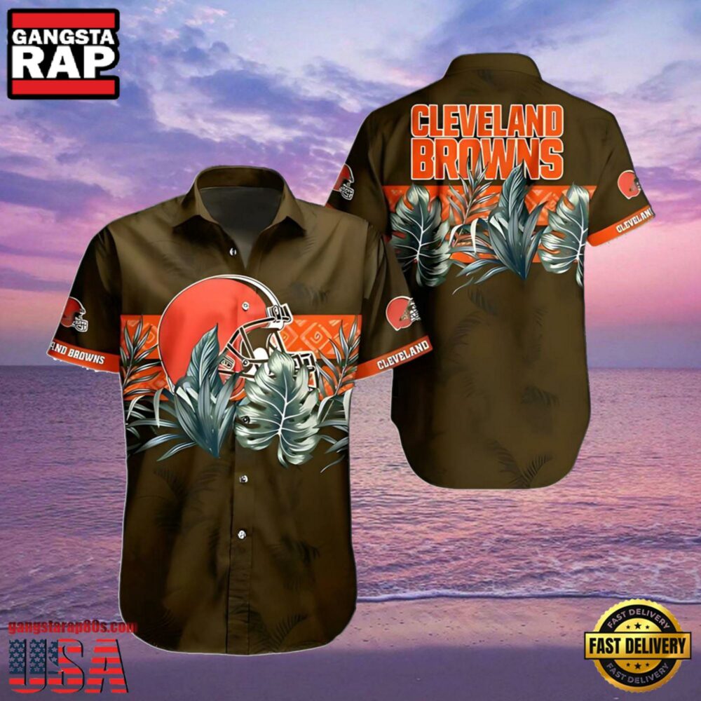 NFL Cleveland Browns Aloha Hawaiian Shirt Tropical Jungle Print NFL Cleveland Browns Aloha Hawaiian Shirt Tropical Jungle Print
