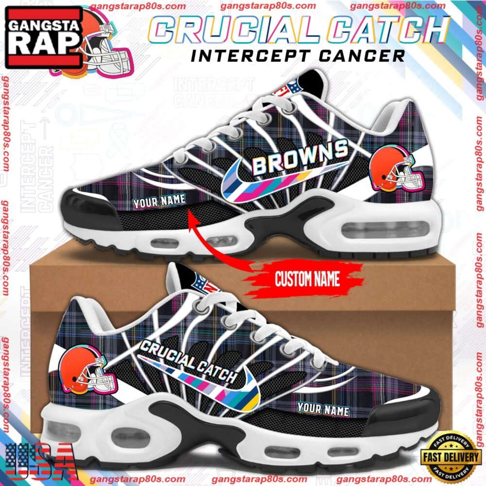 NFL Cleveland Browns Crucial Catch Intercept Cancer Air Max Plus Shoes Running Sneakers NFL Cleveland Browns Crucial Catch Intercept Cancer Air Max Plus Shoes Running Sneakers