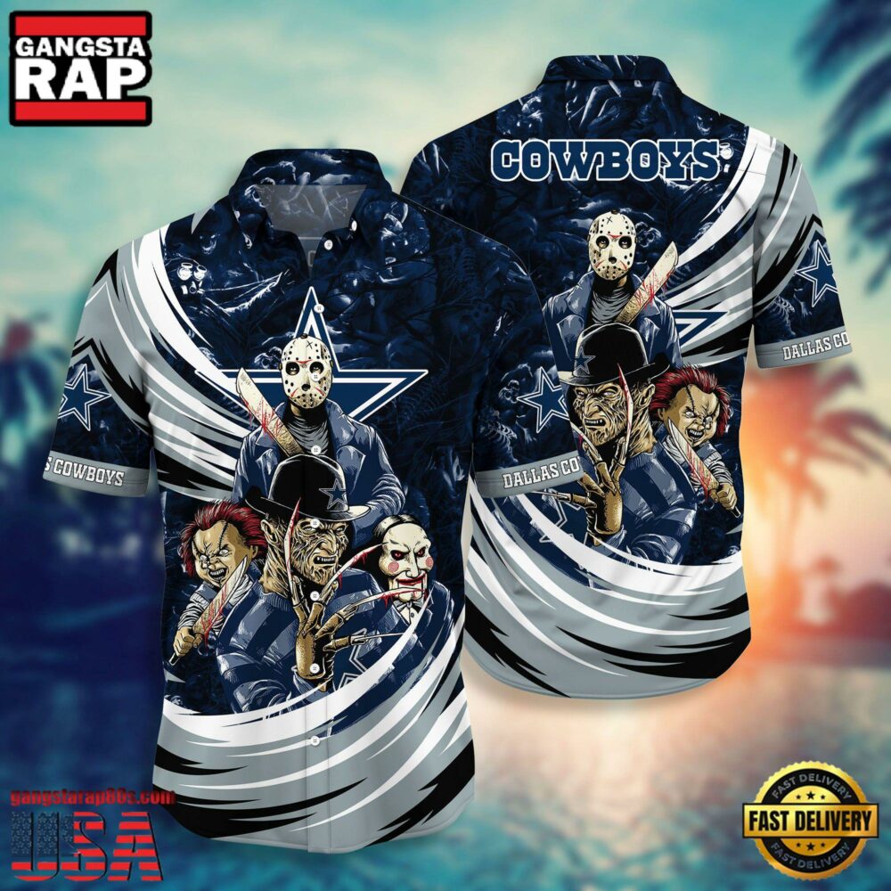 NFL Dallas Cowboys Halloween Horror Movies Hawaiian Shirt For Men Women NFL Dallas Cowboys Halloween Horror Movies Hawaiian Shirt For Men Women