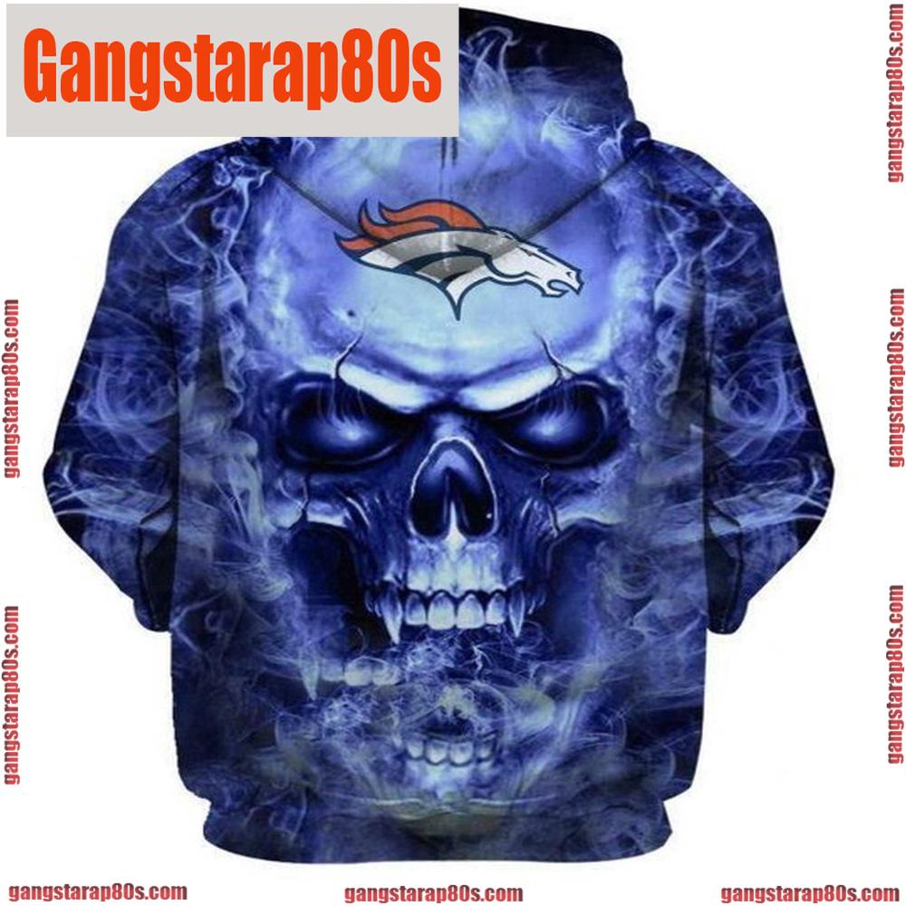NFL Denver Broncos Football Skull Hoodie All Over Print Hoodie Shirt NFL Denver Broncos Football Skull Hoodie All Over Print Hoodie Shirt