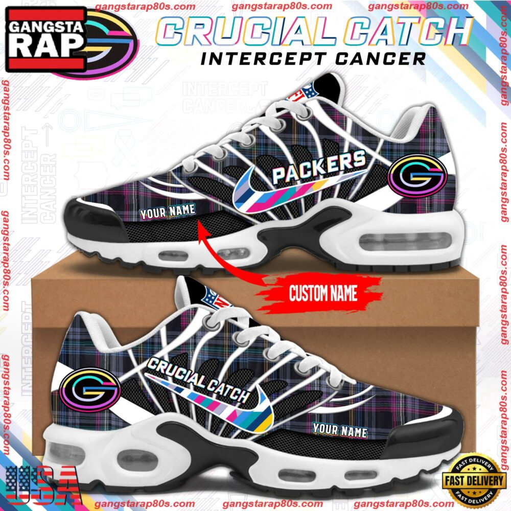 NFL Green Bay Packers Crucial Catch Intercept Cancer Air Max Plus Shoes Running Sneakers NFL Green Bay Packers Crucial Catch Intercept Cancer Air Max Plus Shoes Running Sneakers