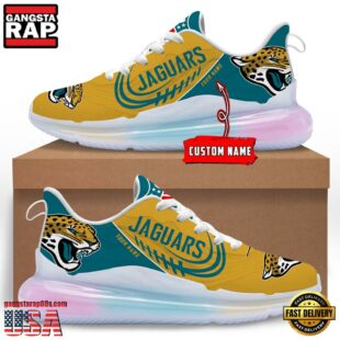 NFL Jacksonville Jaguars Custom Rainbow Atmospheric Cushion Running Shoes, Women's Sneaker