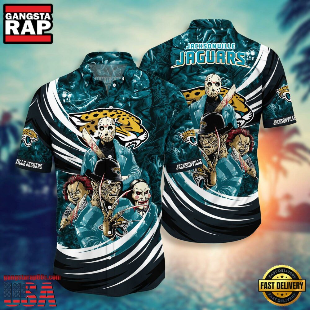 NFL Jacksonville Jaguars Halloween Horror Movies Hawaiian Shirt For Men Women NFL Jacksonville Jaguars Halloween Horror Movies Hawaiian Shirt For Men Women