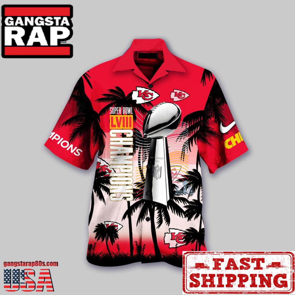 NFL Kansas City Chiefs Palm Tree New Design Hawaiian Shirt, Short NFL Kansas City Chiefs Palm Tree New Design Hawaiian Shirt, Short