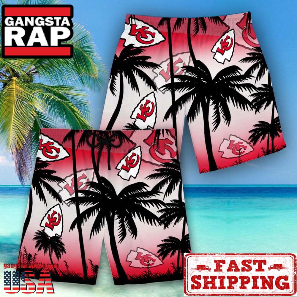 NFL Kansas City Chiefs Palm Tree New Design Hawaiian Shirt, Short NFL Kansas City Chiefs Palm Tree New Design Hawaiian Shirt, Short