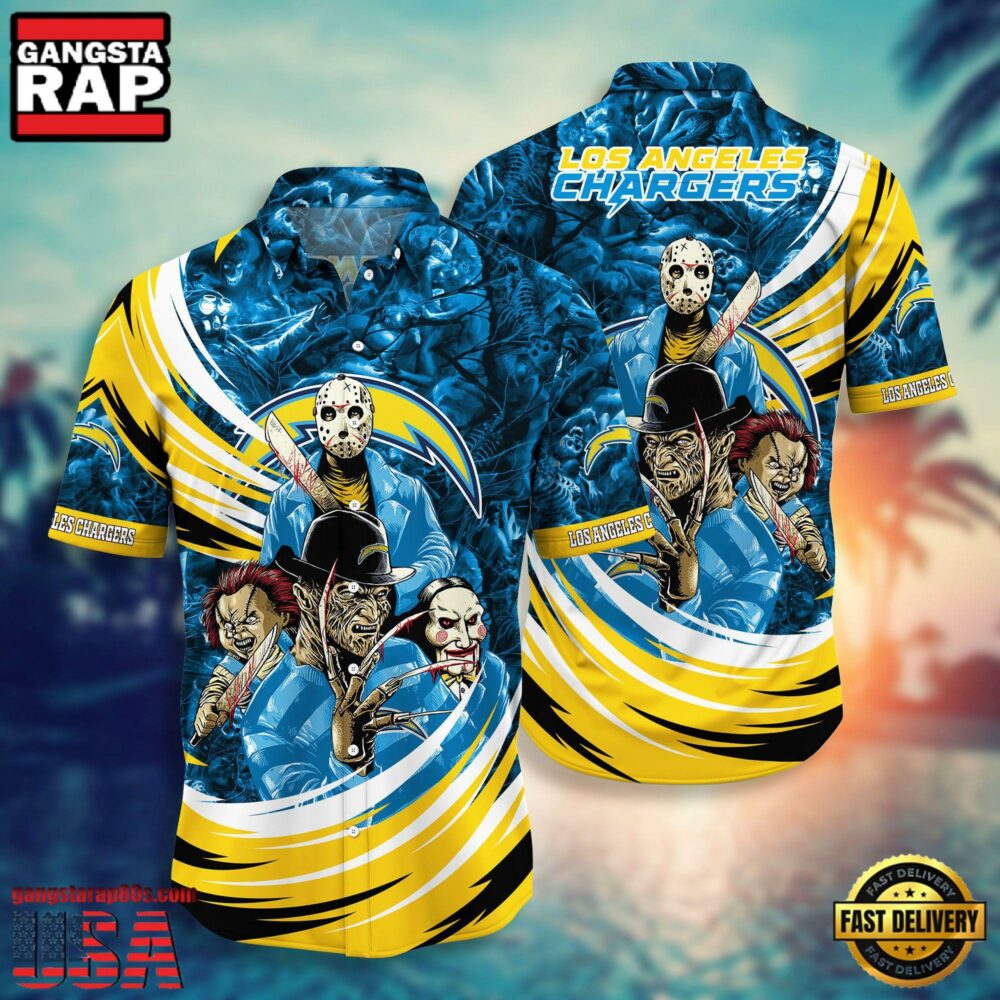 NFL Los Angeles Chargers Halloween Horror Movies Summer Hawaiian Shirts