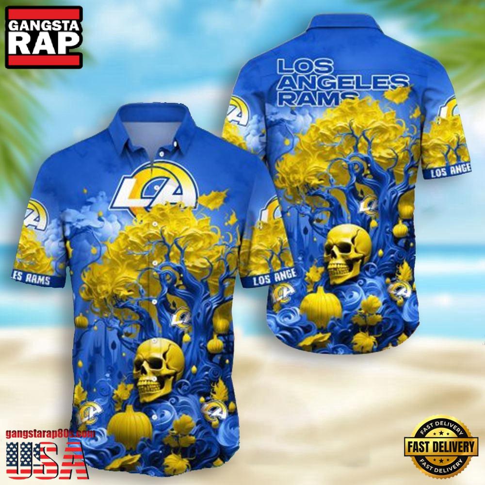 NFL Los Angeles Rams Skull Pumpkin Hawaiian Shirt For Men Women NFL Los Angeles Rams Skull Pumpkin Hawaiian Shirt For Men Women