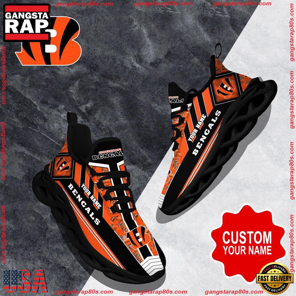 NFL Custom Name Cincinnati Bengals Logo Max Soul Shoes Running Sneakers NFL Custom Name Cincinnati Bengals Logo Max Soul Shoes Running Sneakers