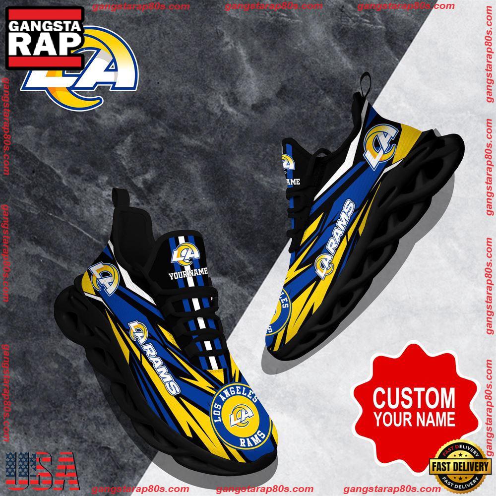 NFL Custom Name Los Angeles Rams Football Max Soul Shoes Running Sneakers NFL Custom Name Los Angeles Rams Football Max Soul Shoes Running Sneakers