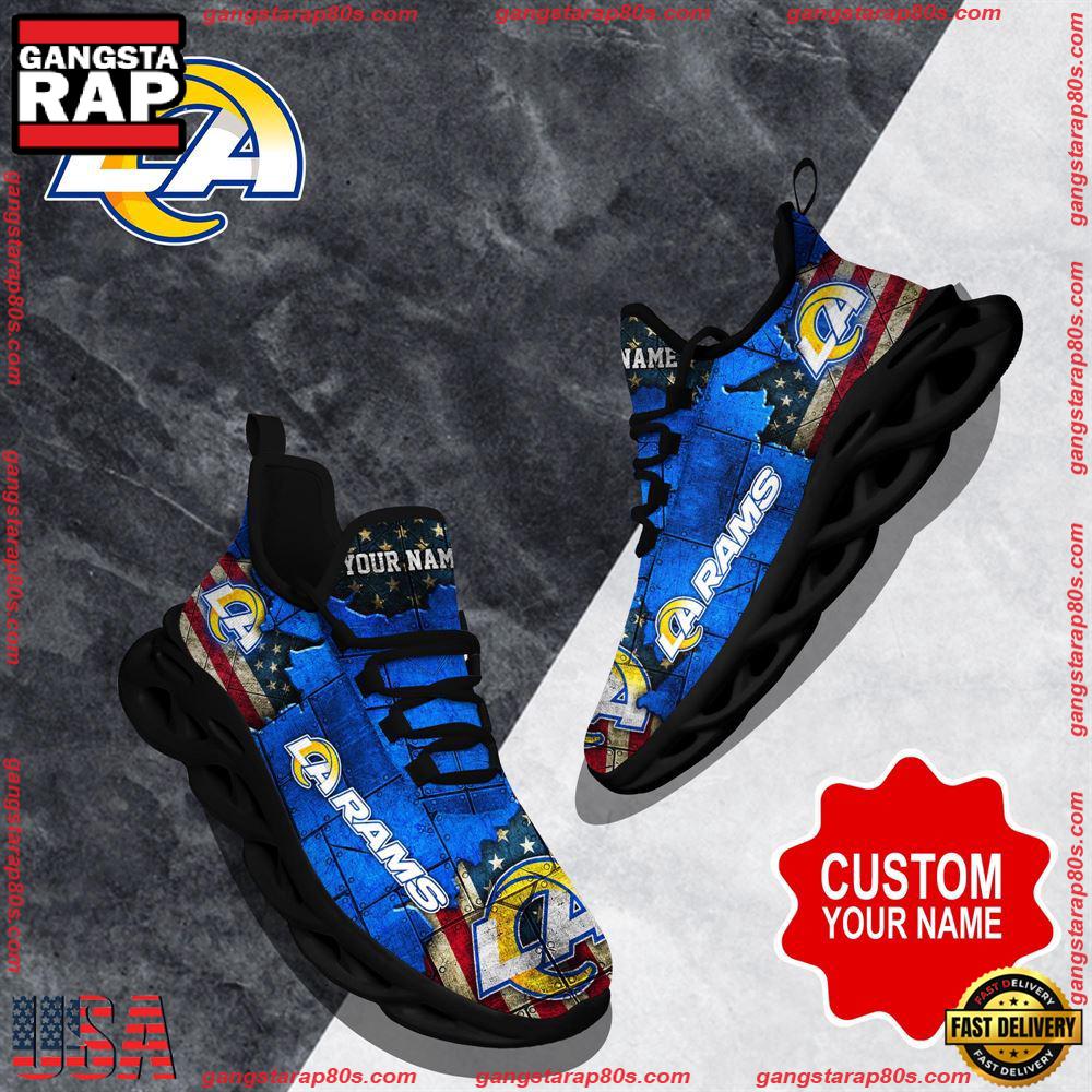 NFL Custom Name Los Angeles Rams Max Soul Shoes Running Sneakers NFL Custom Name Los Angeles Rams Max Soul Shoes Running Sneakers