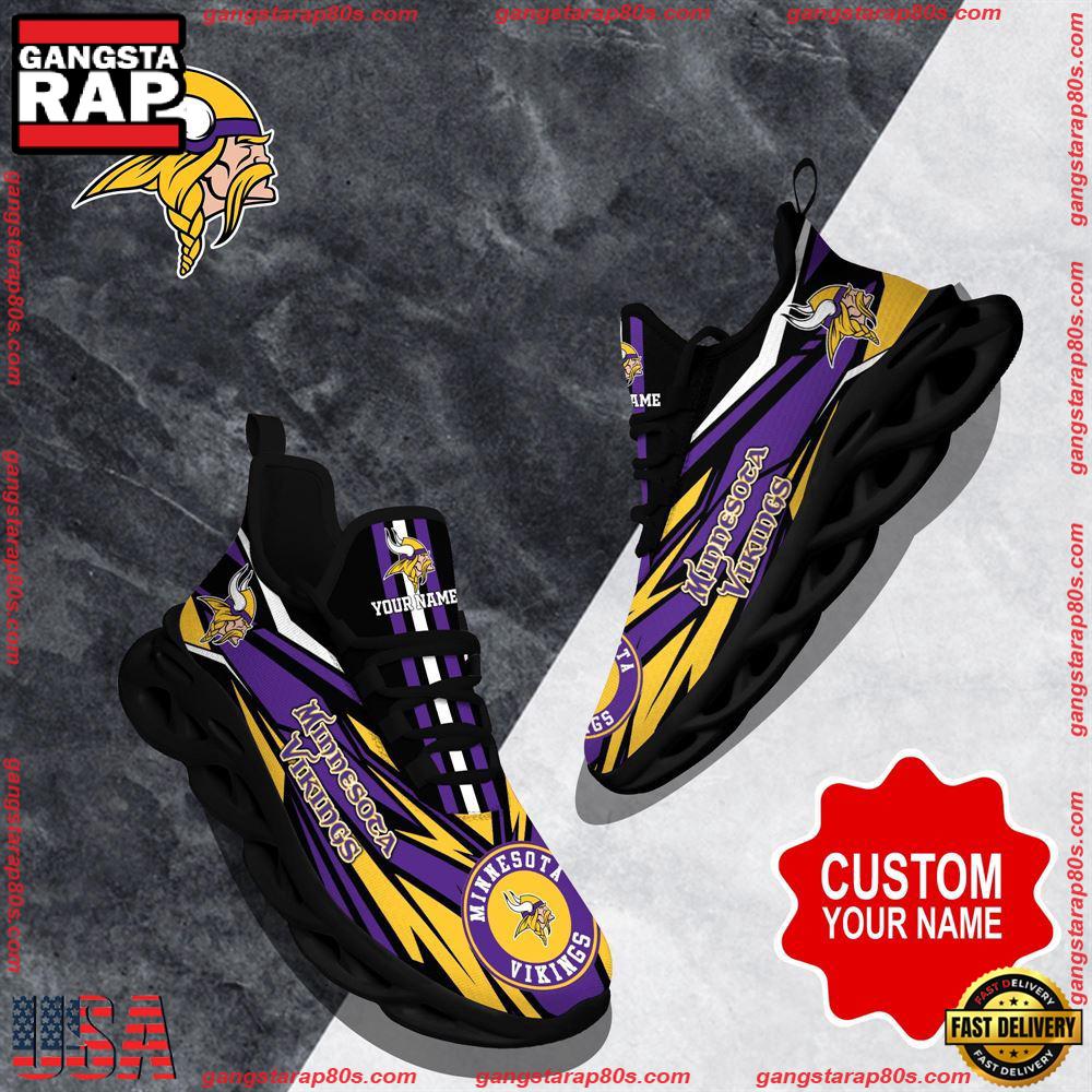 NFL Custom Name Minnesota Vikings Football Max Soul Shoes Running Sneakers NFL Custom Name Minnesota Vikings Football Max Soul Shoes Running Sneakers