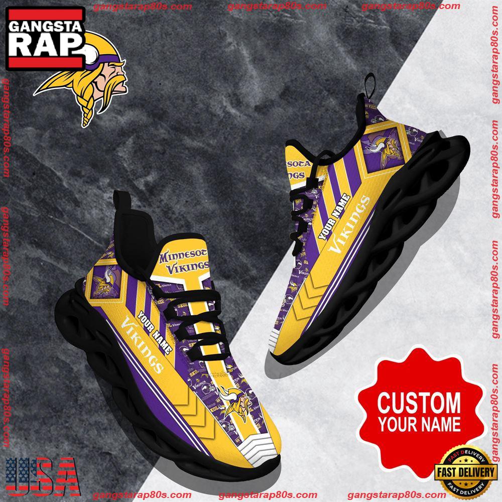 NFL Custom Name Minnesota Vikings Logo Max Soul Shoes Running Sneakers NFL Custom Name Minnesota Vikings Logo Max Soul Shoes Running Sneakers