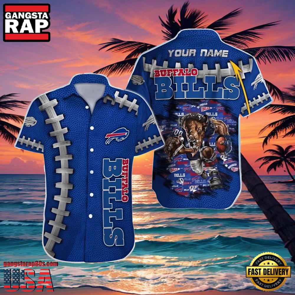 NFL Men's Bills Hawaiian Shirt Logo Print Personalized