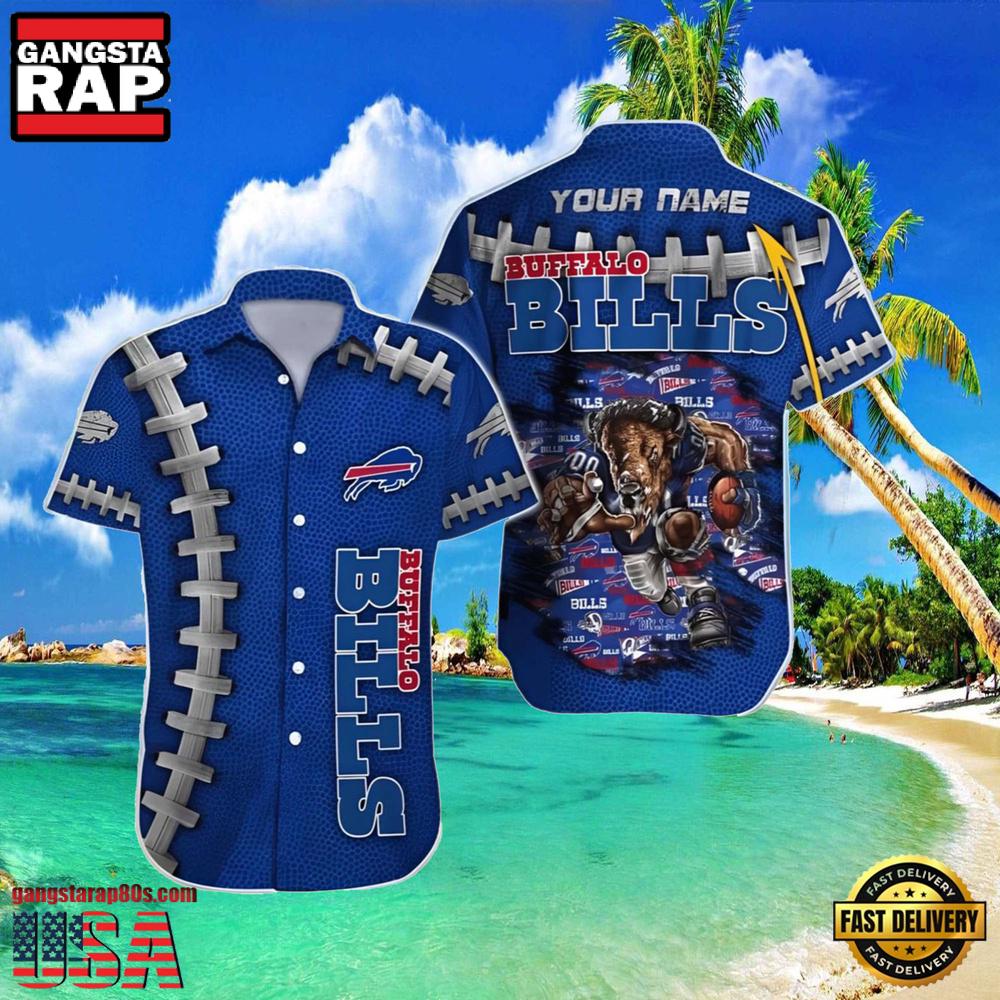 NFL Men's Bills Hawaiian Shirt Logo Print Personalized NFL Men's Bills Hawaiian Shirt Logo Print Personalized