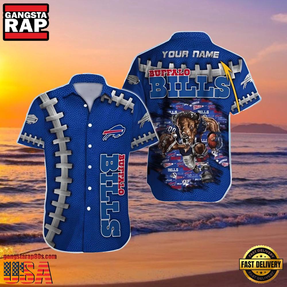 NFL Men's Bills Hawaiian Shirt Logo Print Personalized NFL Men's Bills Hawaiian Shirt Logo Print Personalized