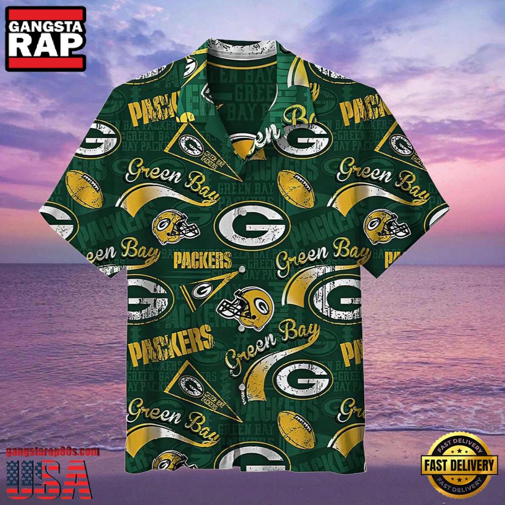 NFL Men's Green Bay Packers Hawaiian Shirt Hat