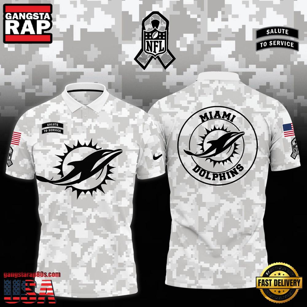 NFL Miami Dolphins Camo 2025 Salute to Service Polo Shirt NFL Miami Dolphins Camo 2025 Salute to Service Polo Shirt