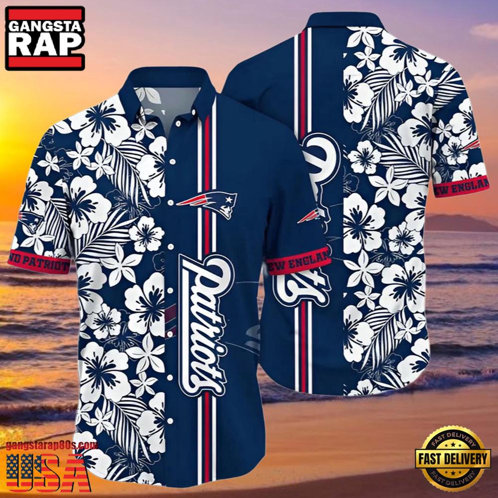 NFL New England Patriots Hawaiian Shirt Floral Pattern NFL New England Patriots Hawaiian Shirt Floral Pattern