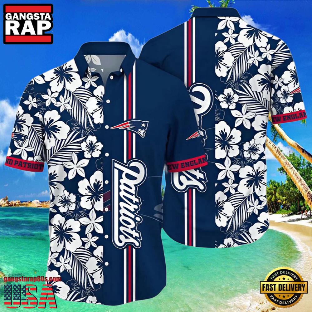 NFL New England Patriots Hawaiian Shirt Floral Pattern NFL New England Patriots Hawaiian Shirt Floral Pattern