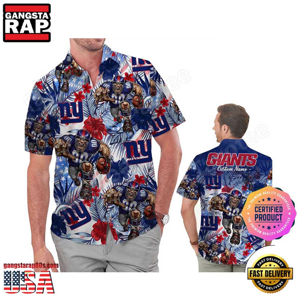 NFL New York Giants America Flag Tropical Floral Custom Hawaiian Shirt For Men Women NFL New York Giants America Flag Tropical Floral Custom Hawaiian Shirt For Men Women