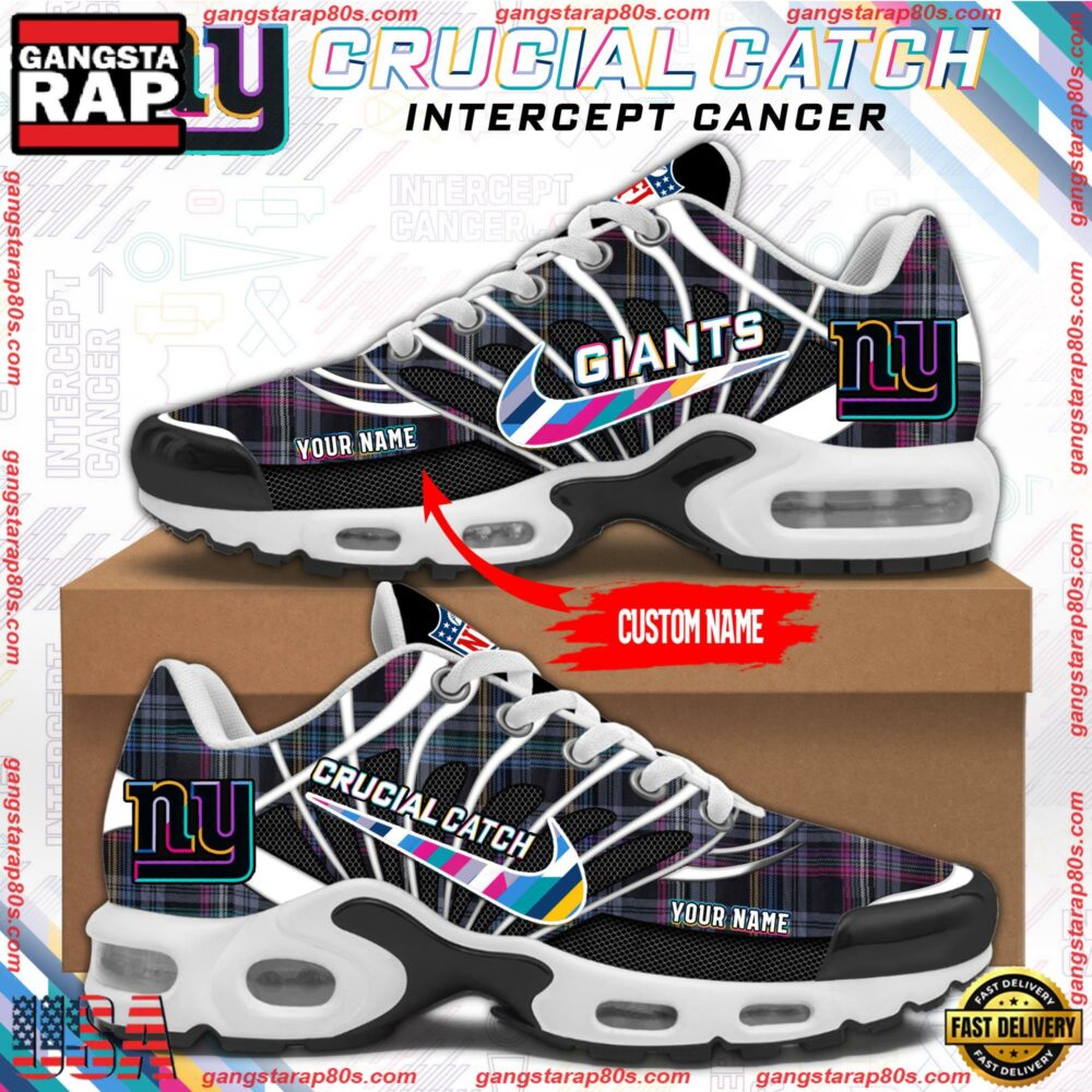 NFL New York Giants Crucial Catch Intercept Cancer Air Max Plus Shoes Sneaker