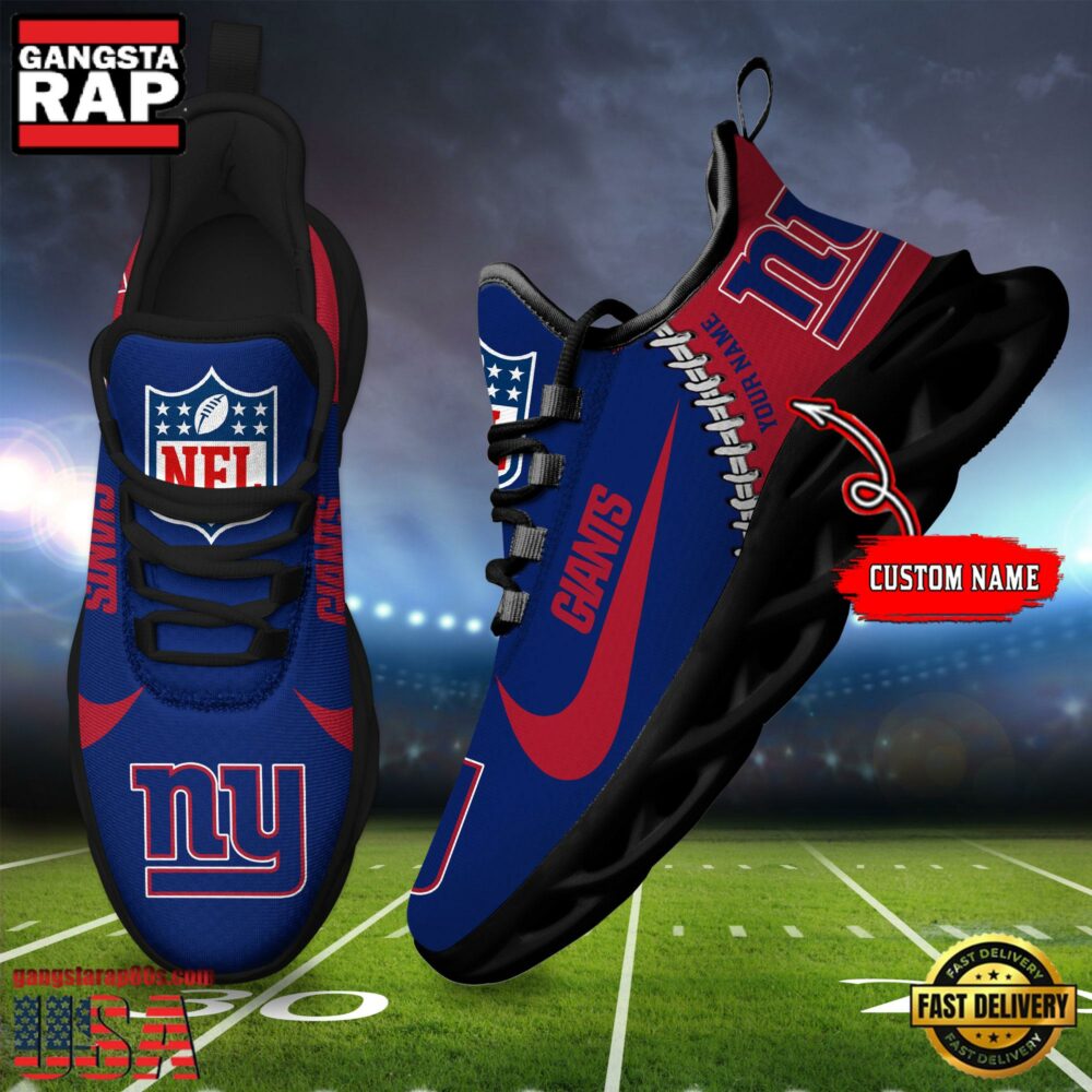 NFL Custom Name New York Giants Football Team Design Max Soul Running Sneakers Shoes NFL Custom Name New York Giants Football Team Design Max Soul Running Sneakers Shoes