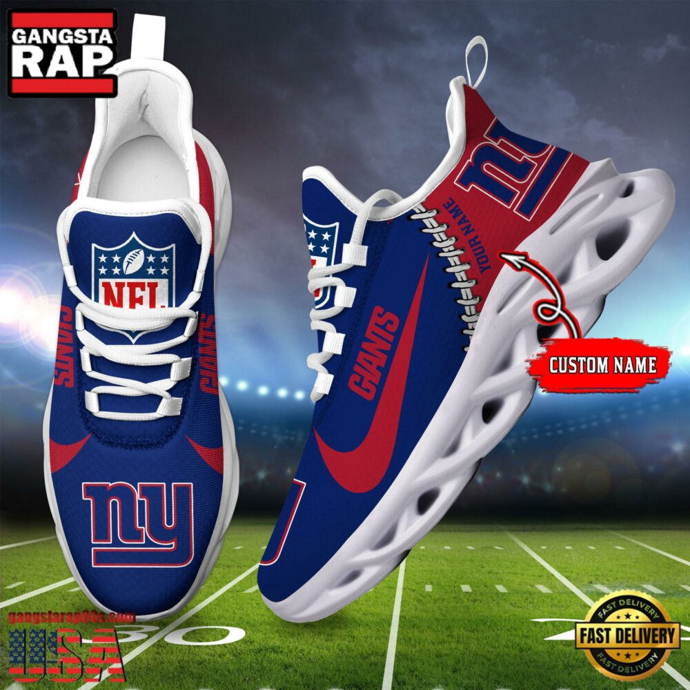 NFL Custom Name New York Giants Football Team Design Max Soul Running Sneakers Shoes NFL Custom Name New York Giants Football Team Design Max Soul Running Sneakers Shoes