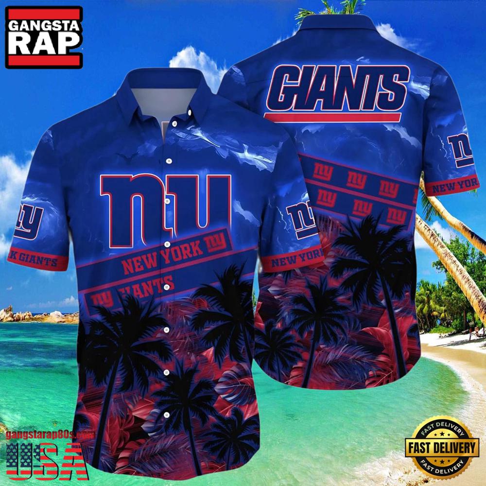 NFL New York Giants Hawaiian Shirt Palm Trees NFL New York Giants Hawaiian Shirt Palm Trees