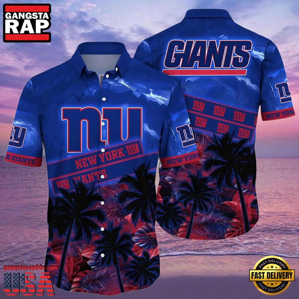 NFL New York Giants Hawaiian Shirt Palm Trees NFL New York Giants Hawaiian Shirt Palm Trees