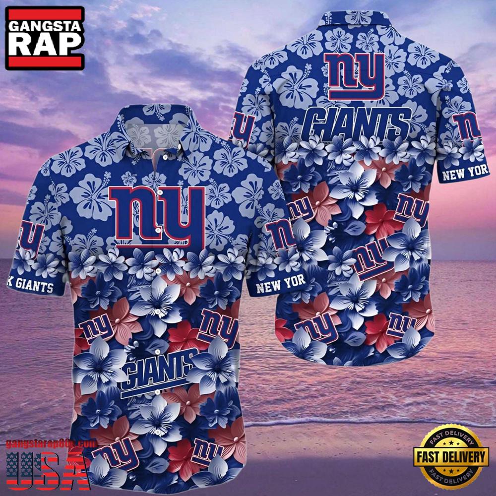 NFL New York Giants Hawaiian Shirts For Men Floral Pattern NFL New York Giants Hawaiian Shirts For Men Floral Pattern