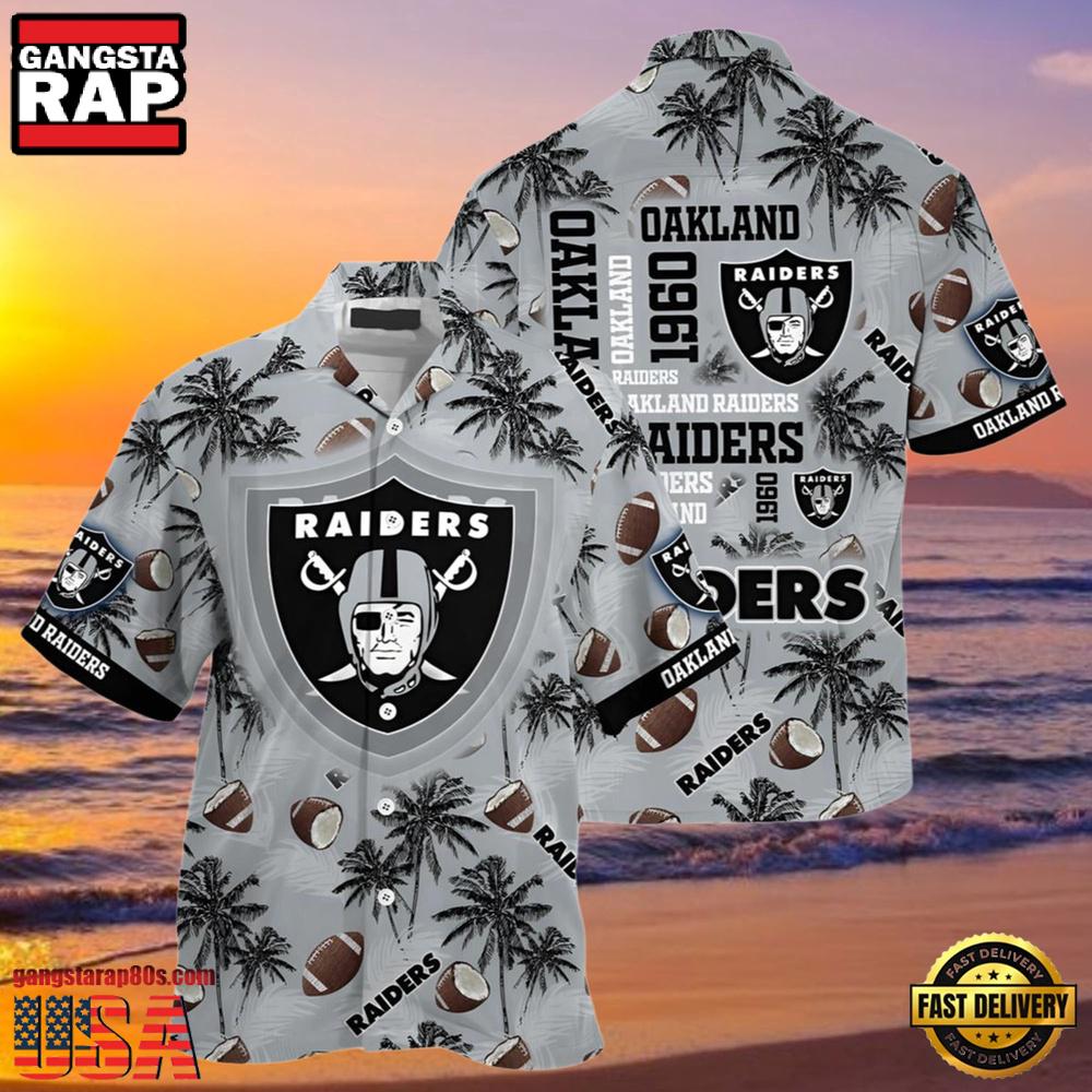 NFL Oakland Raiders Hawaiian Shirt Tropical Coconut Tree NFL Oakland Raiders Hawaiian Shirt Tropical Coconut Tree
