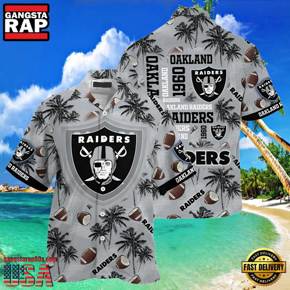 NFL Oakland Raiders Hawaiian Shirt Tropical Coconut Tree NFL Oakland Raiders Hawaiian Shirt Tropical Coconut Tree