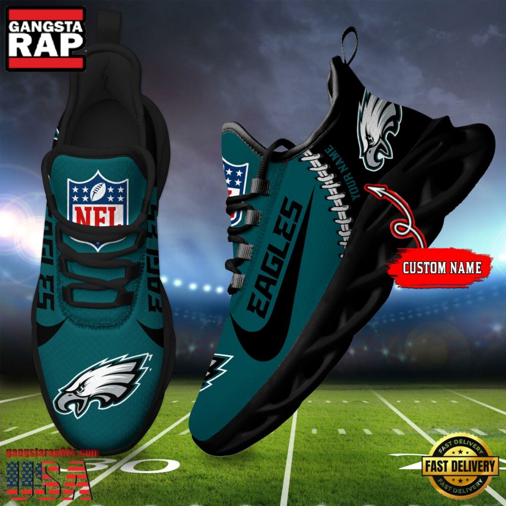 NFL Custom Name Philadelphia Eagles Football Team Design Max Soul Running Sneakers Shoes NFL Custom Name Philadelphia Eagles Football Team Design Max Soul Running Sneakers Shoes