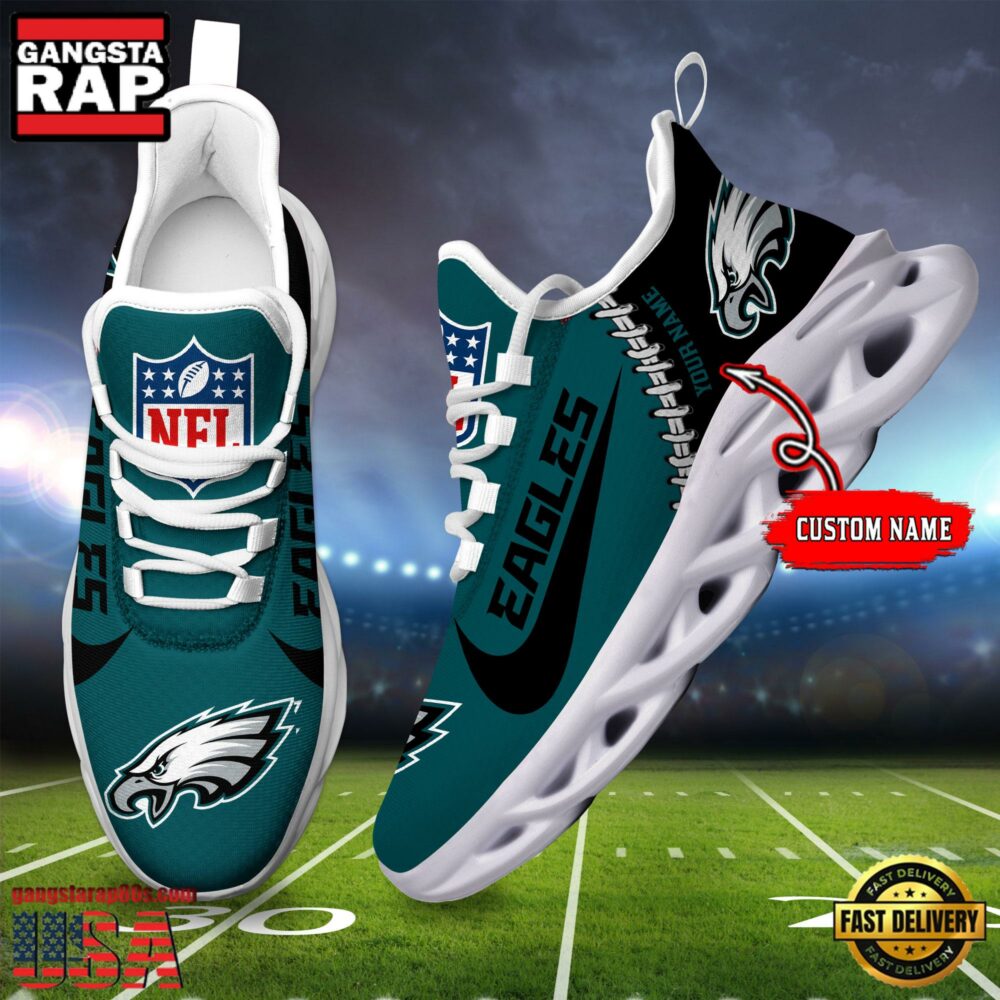 NFL Custom Name Philadelphia Eagles Football Team Design Max Soul Running Sneakers Shoes NFL Custom Name Philadelphia Eagles Football Team Design Max Soul Running Sneakers Shoes
