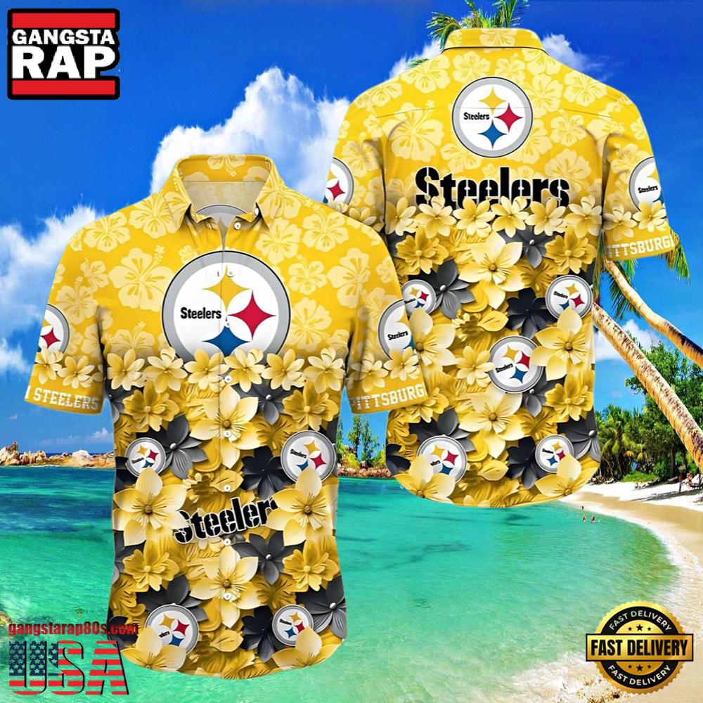 NFL Pittsburgh Steelers Flower Hawaiian Shirt Trending Summer NFL Pittsburgh Steelers Flower Hawaiian Shirt Trending Summer