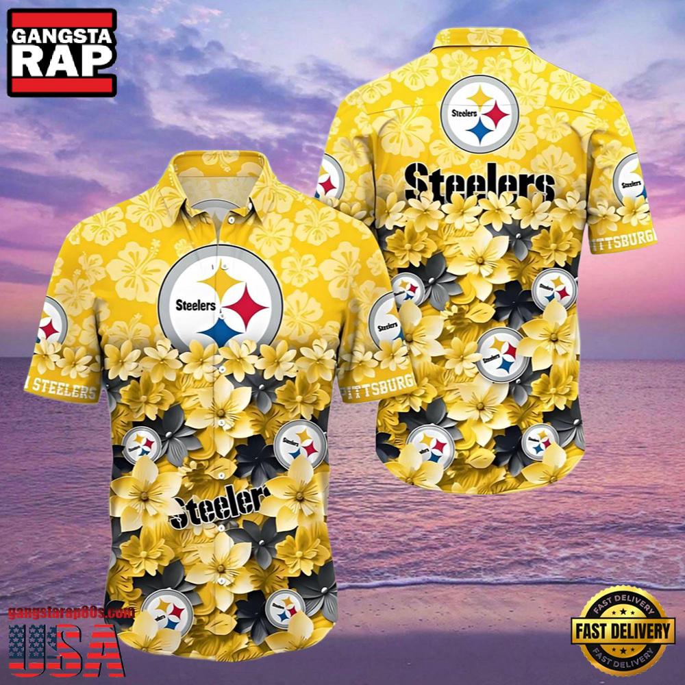 NFL Pittsburgh Steelers Flower Hawaiian Shirt Trending Summer