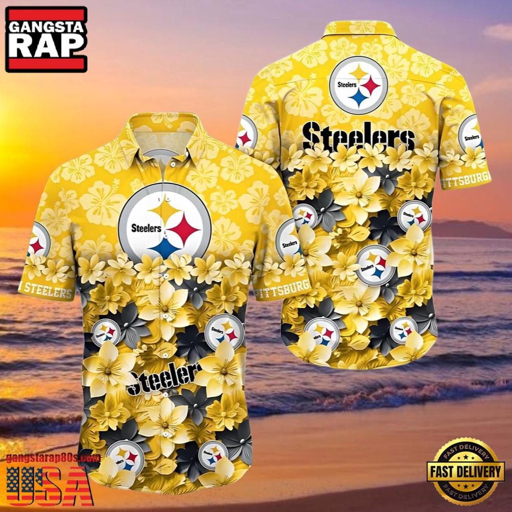 NFL Pittsburgh Steelers Flower Hawaiian Shirt Trending Summer NFL Pittsburgh Steelers Flower Hawaiian Shirt Trending Summer