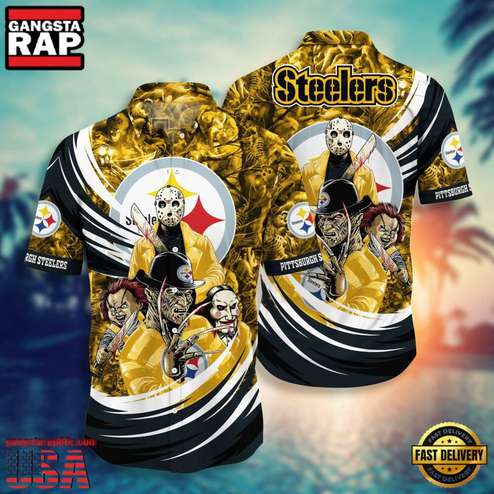 NFL Pittsburgh Steelers Halloween Horror Movies Hawaiian Shirt For Men Women NFL Pittsburgh Steelers Halloween Horror Movies Hawaiian Shirt For Men Women