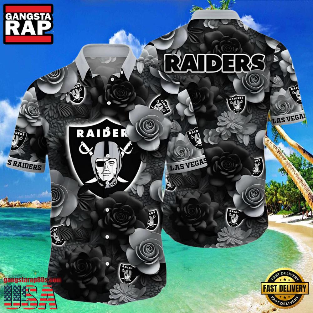 NFL Raiders Aloha Shirt Midnight Rose Tropical NFL Raiders Aloha Shirt Midnight Rose Tropical